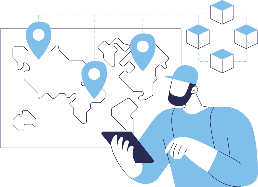Illustration concept for worldwide marketing and logistics